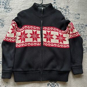 Vintage Woven Sherpa lined sweater zip up